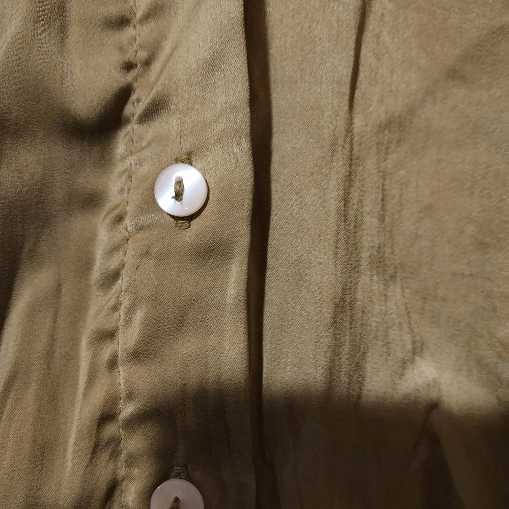 Olive Green Shiloh S Dress Long Sleeve Ruffle Hem Lagenlook Military Neutral